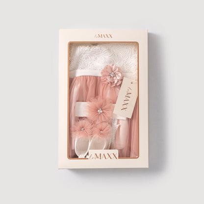 Elegantes 3-teiliges Baby Mädchen Kleid Set | Kleid, Haarband & Schuhe