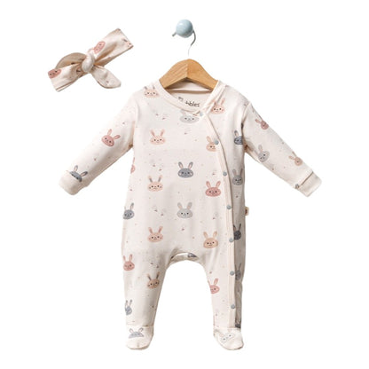 Babystrampler für Mädchen mit Haarband – süßes Hasen-Design 🐰💗