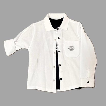 Jungen Set – Weißes Hemd & schwarzes T-Shirt mit Print