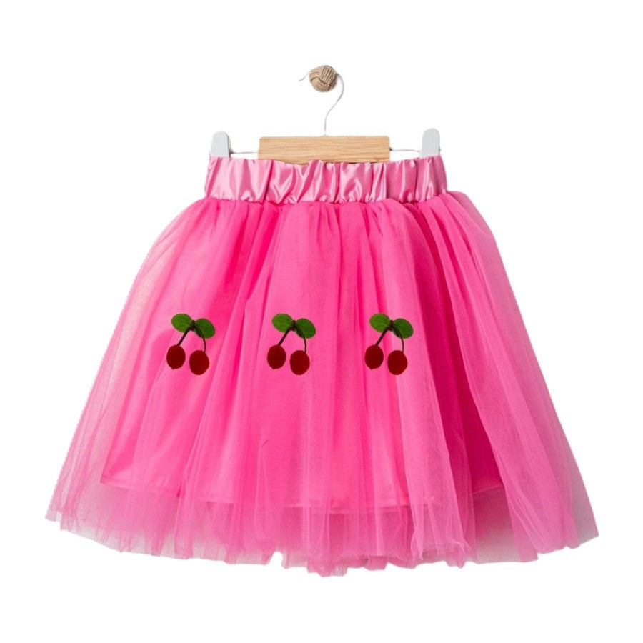 Mädchen Tütü-Rock mit Kirschen – Tüllrock in Pink oder Gelb