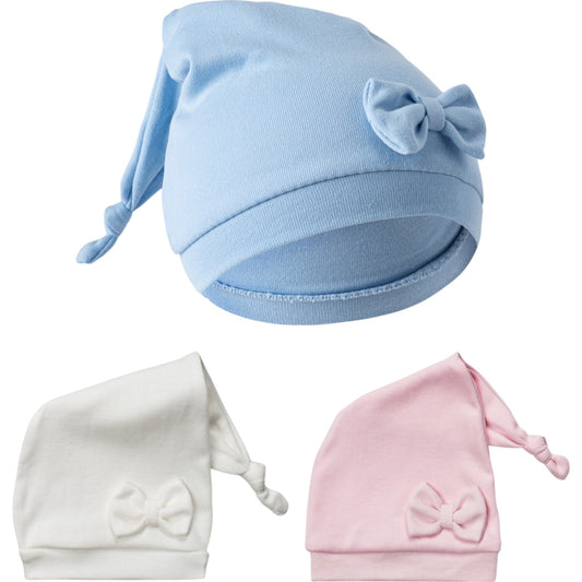 Babymütze mit Knoten & Schleife – Weiche Baumwollmütze in 3 Farben