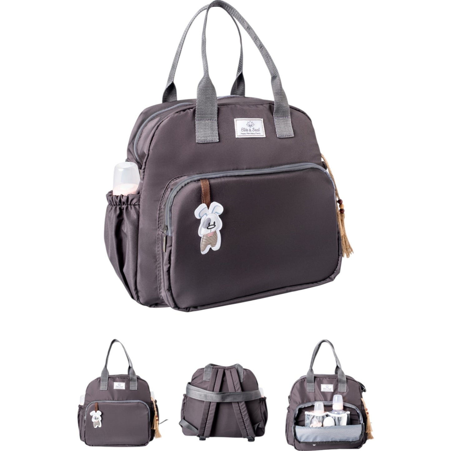 Mamatasche in Dunkelgrau – Praktische Wickeltasche für unterwegs