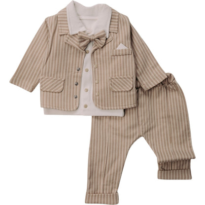 Anzug 4-teilig Streifen Beige