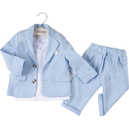 Dreiteiliger Anzug für Babyjungen – Sakko, Hose & T-Shirt 👶💙