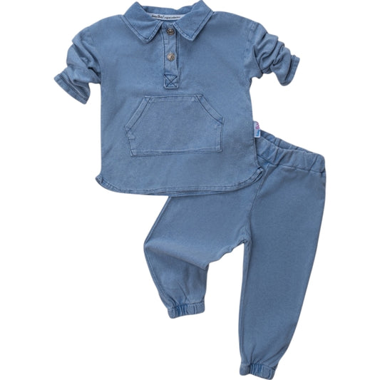 2-teiliges Outfit für Babyjungen – Langarmshirt & Hose | Blau