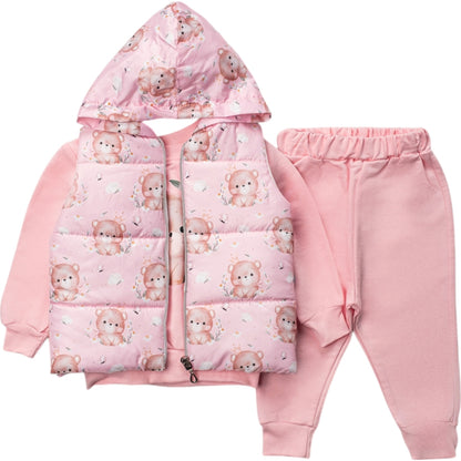 3-teiliges Baby-Mädchen Outfit – Weste, Oberteil & Hose, 100% Baumwolle