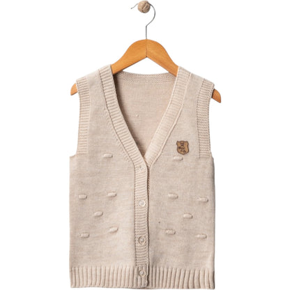 Strickweste für Jungen – klassische Knopf-Cardigan-Weste | Beige