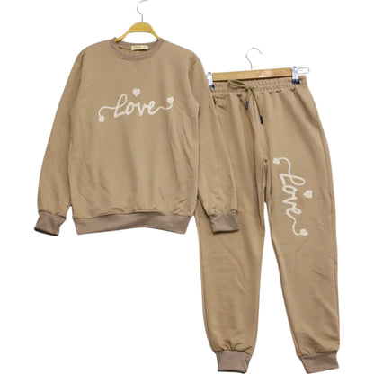 Mädchen Jogginganzug „Love“ – 2-teilig, Beige, 9–12 Jahre