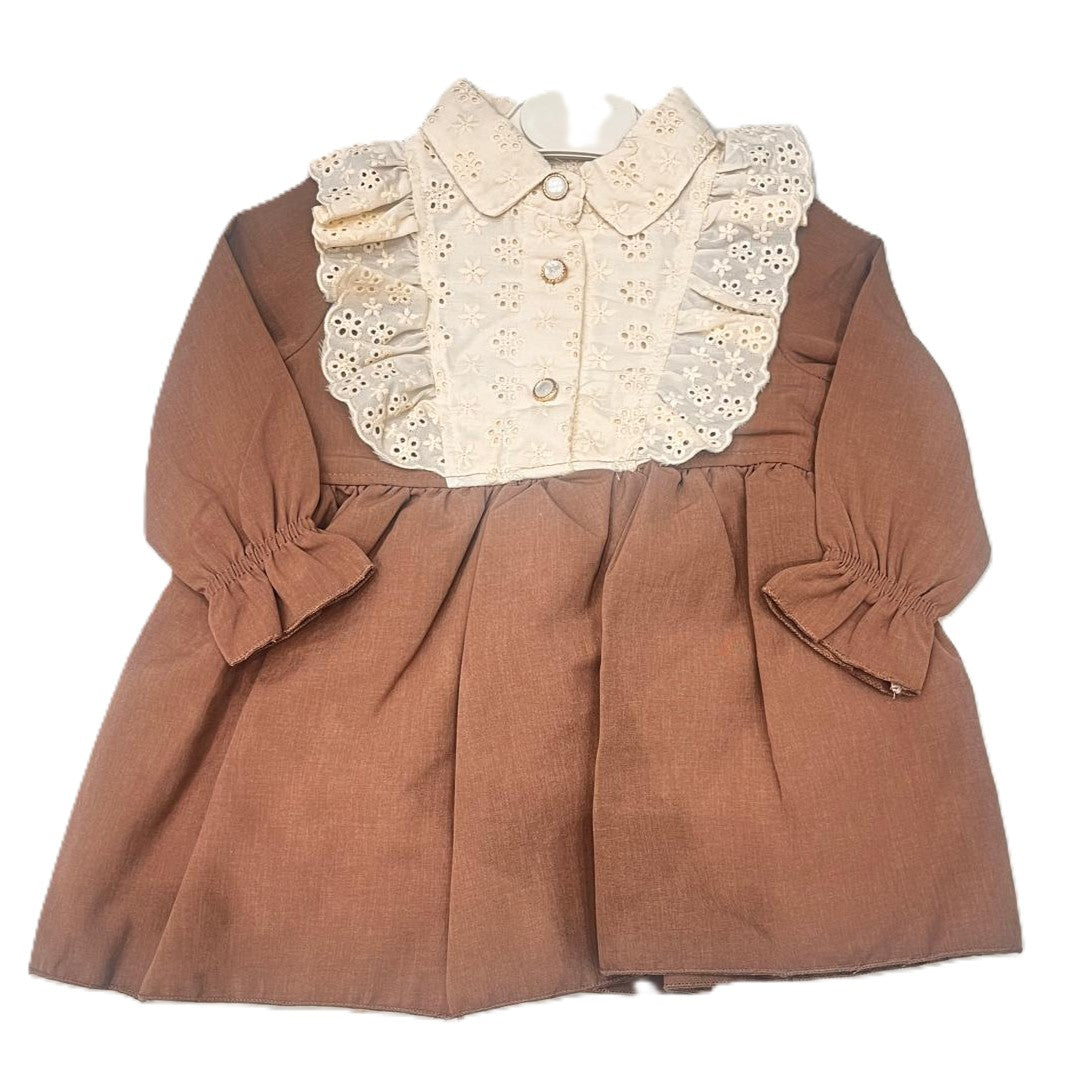 Elegantes Mädchenkleid mit Spitze & Rüschen-Details – festliches Langarmkleid