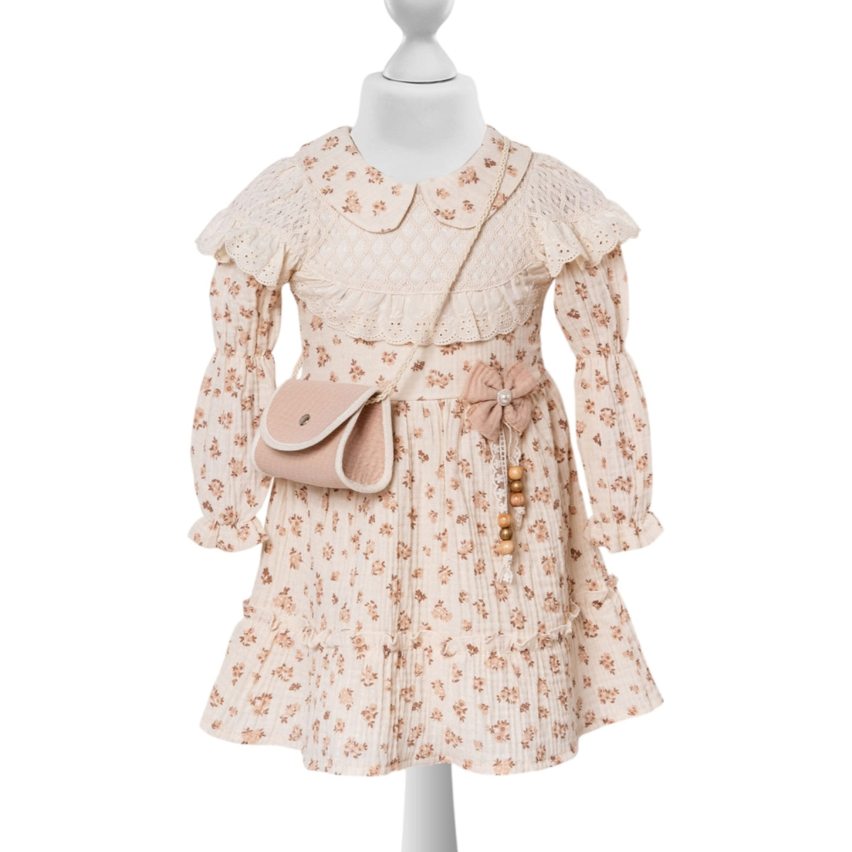 Verspielt & Elegant Mädchen  Kleid mit Tasche  | Größe 2–5 Jahre