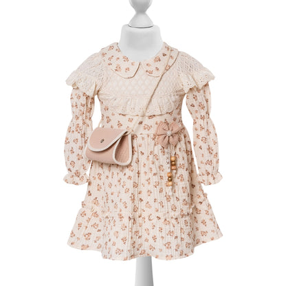 Verspielt & Elegant Mädchen  Kleid mit Tasche  | Größe 2–5 Jahre