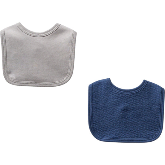 Moi Noi Lätzchen 2er-Set – Grau & Dunkelblau aus 100 % Baumwolle