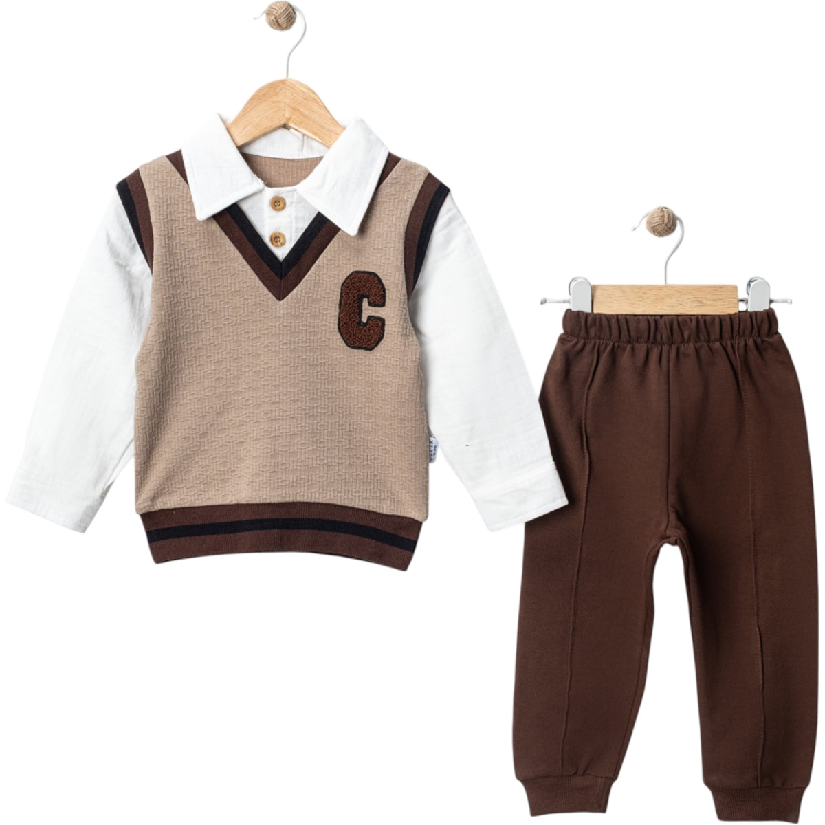 Baby 2-teiliges Set – Langarmshirt mit angenähtem Plunder & Hose