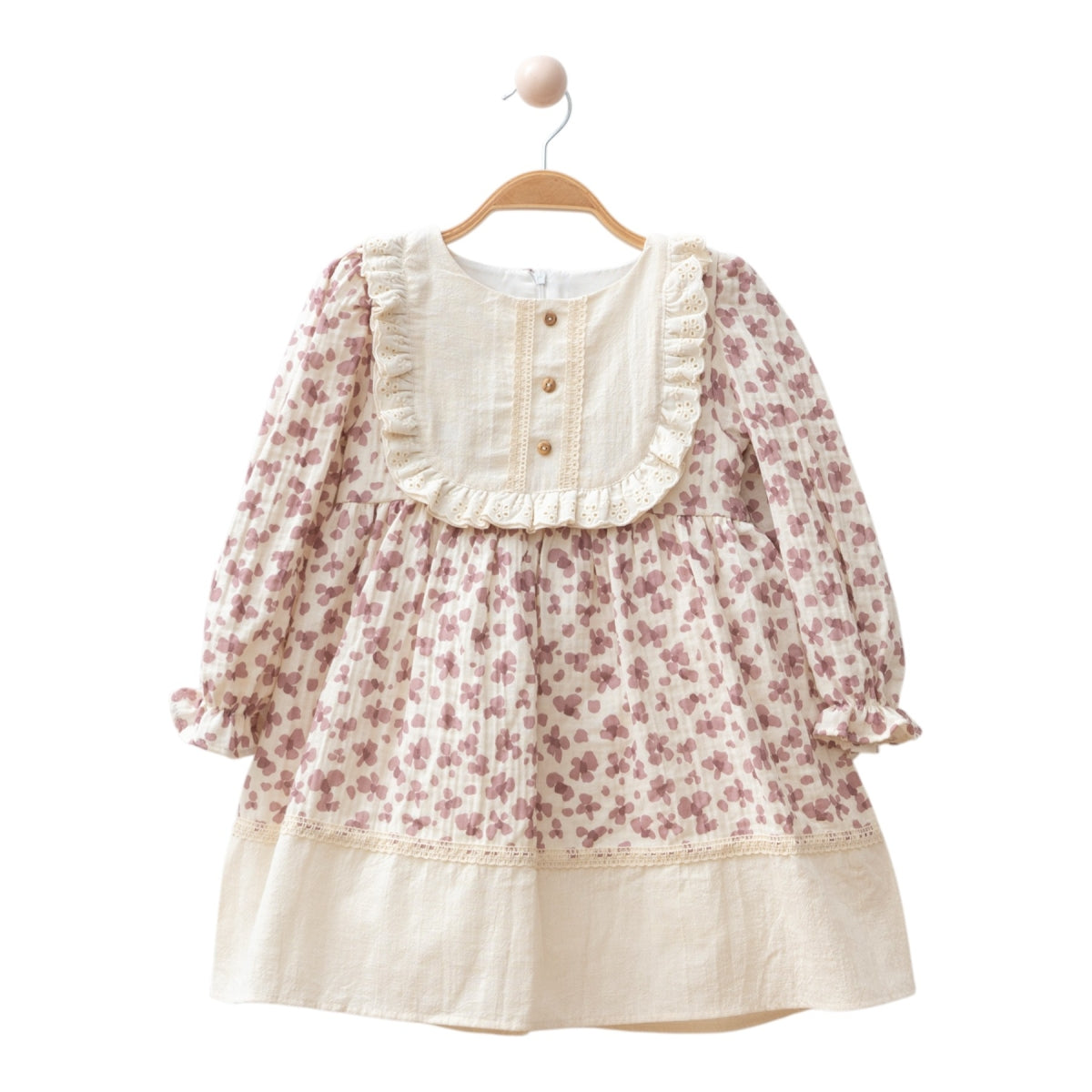 Baby Kleid langarm mit zarten Spitzen-Details