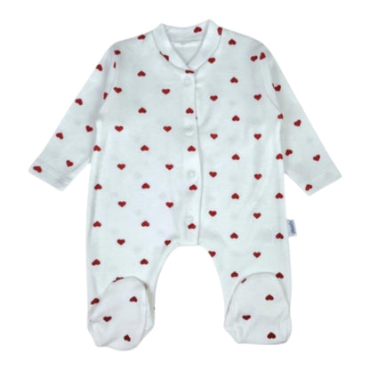 Baby Strampler mit roten Herzen – 100% Baumwolle