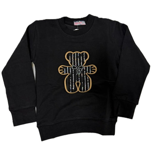 Mädchen Pullover schwarz mit süßem Teddybär-Motiv