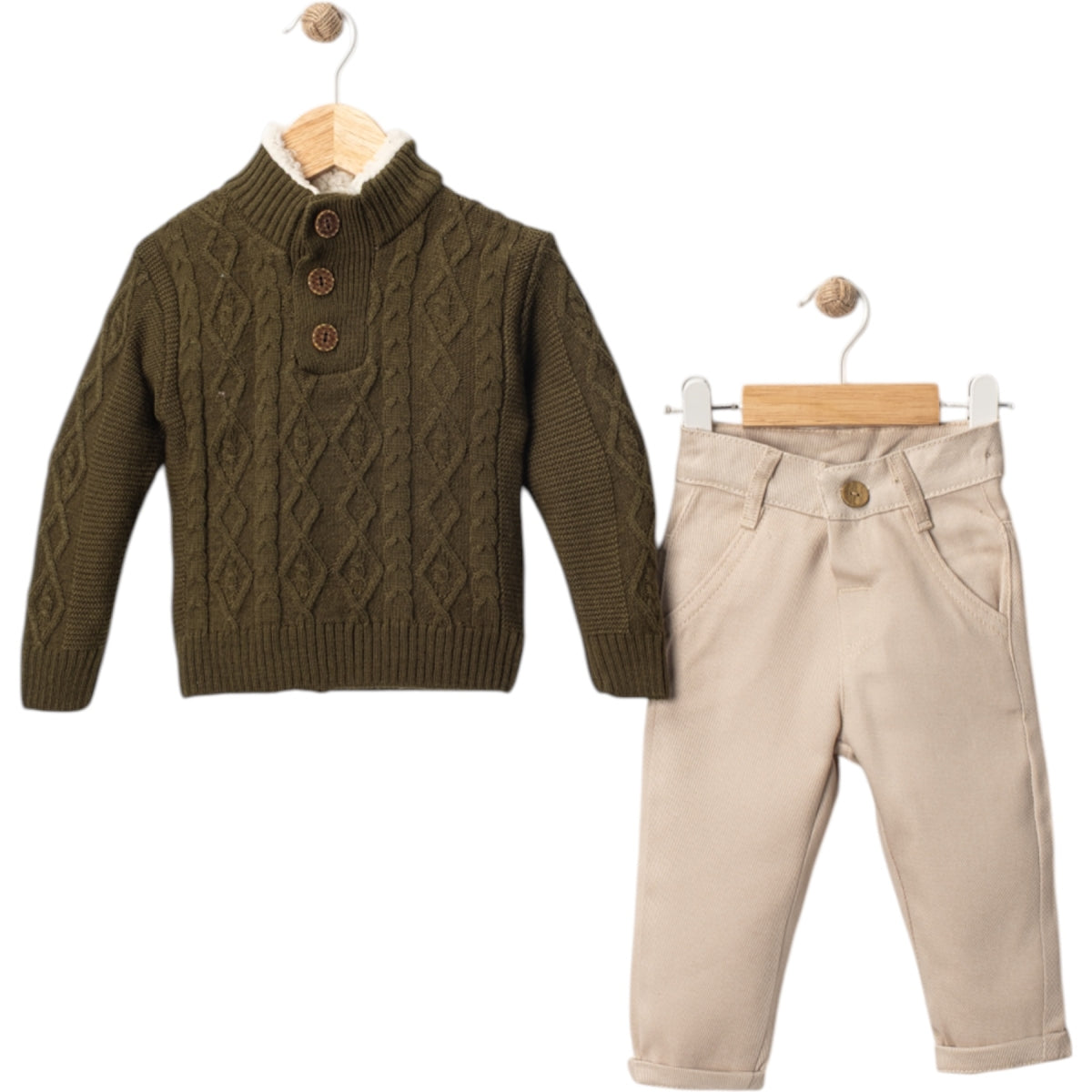 Jungen 2-teiliges Set – Strickpullover & Stoffhose