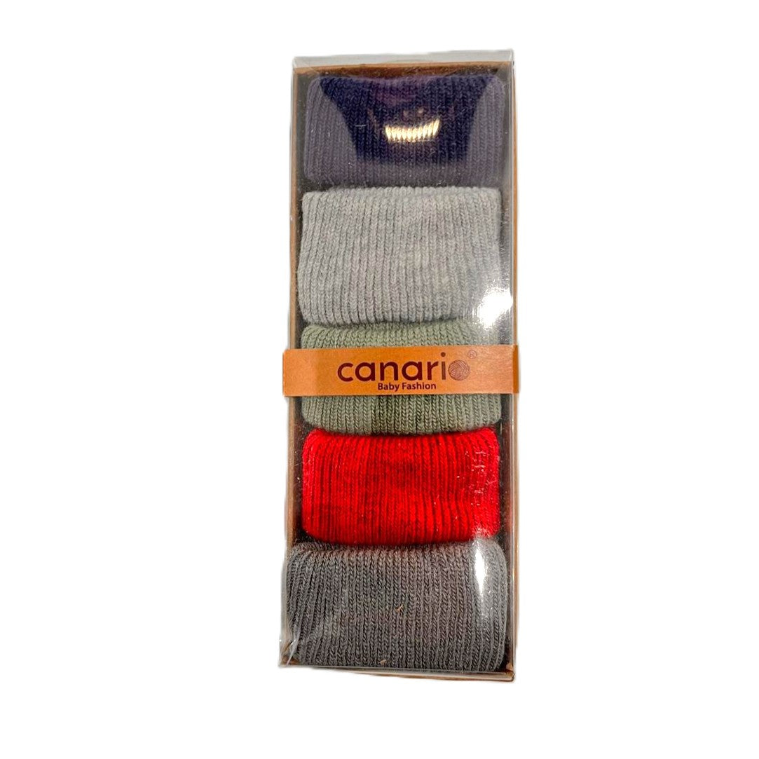 Baby Jungen Socken Set – 5er Pack Umschlagsocken in Geschenkbox, 100% Baumwolle