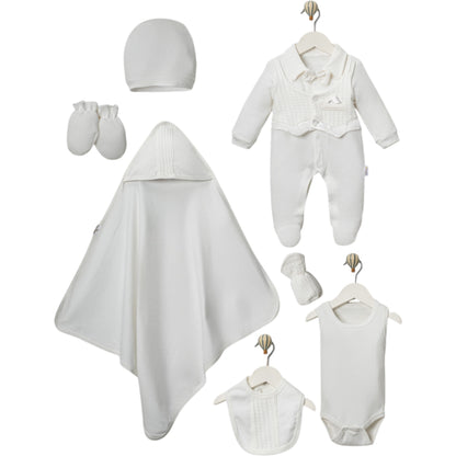 Elegantes 7-teiliges Erstlings-Set für Jungen – 100% Baumwolle & super weich