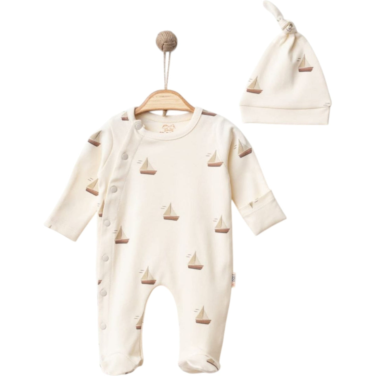 Baby Strampler Set mit Segelboot-Design 100% Baumwolle