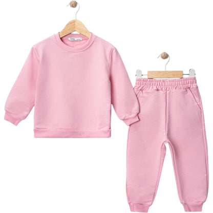 Zweiteiliges Mädchen-Outfit – Jogging-Set in Rosa & Helllila erhältlich