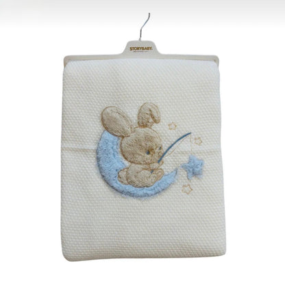 Kuschelige Babydecke „Bunny Moon“ – gefüttert & extra weich | Rosa oder Hellblau