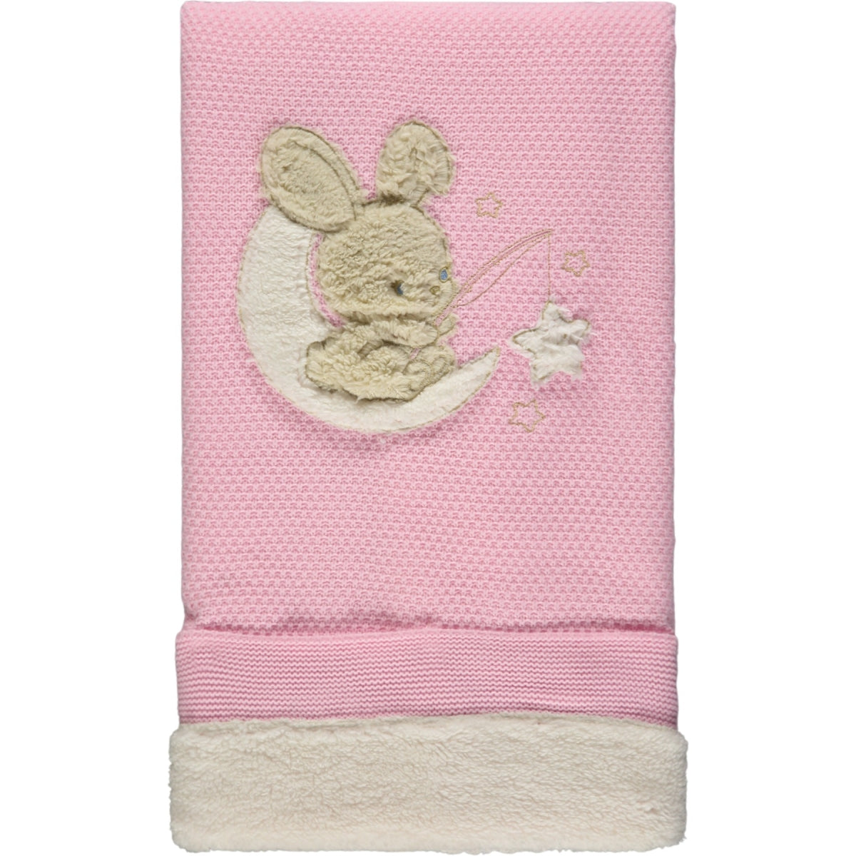 Kuschelige Babydecke „Bunny Moon“ – gefüttert & extra weich | Rosa oder Hellblau