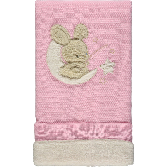 Kuschelige Babydecke „Bunny Moon“ – gefüttert & extra weich | Rosa oder Hellblau