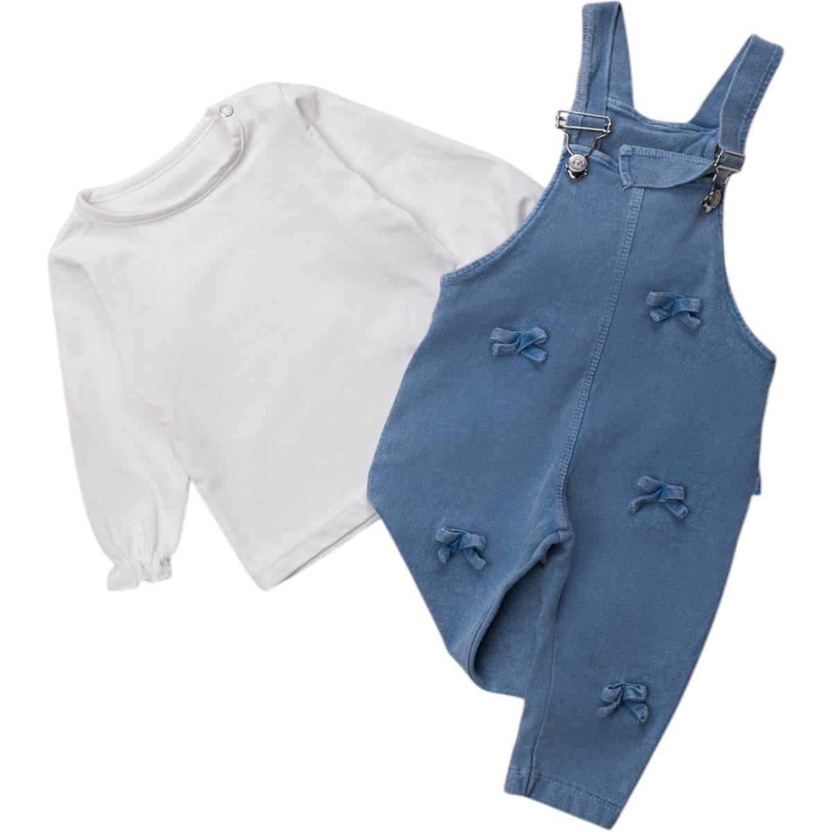 Zweiteiliges Latzhosen-Outfit für Babymädchen – mit süßen Schleifen 🎀👶