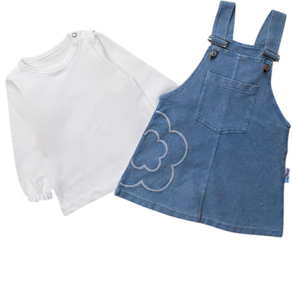 Zweiteiliges Outfit für Babymädchen – Latzrock & weißes Oberteil 👶💗