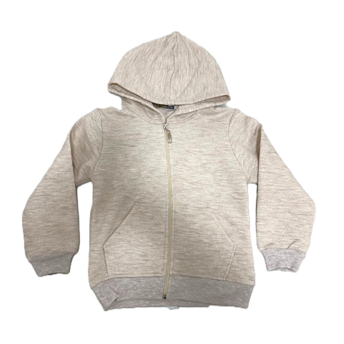 Cremefarbene Mädchen Weste mit Kapuze und Herzmuster