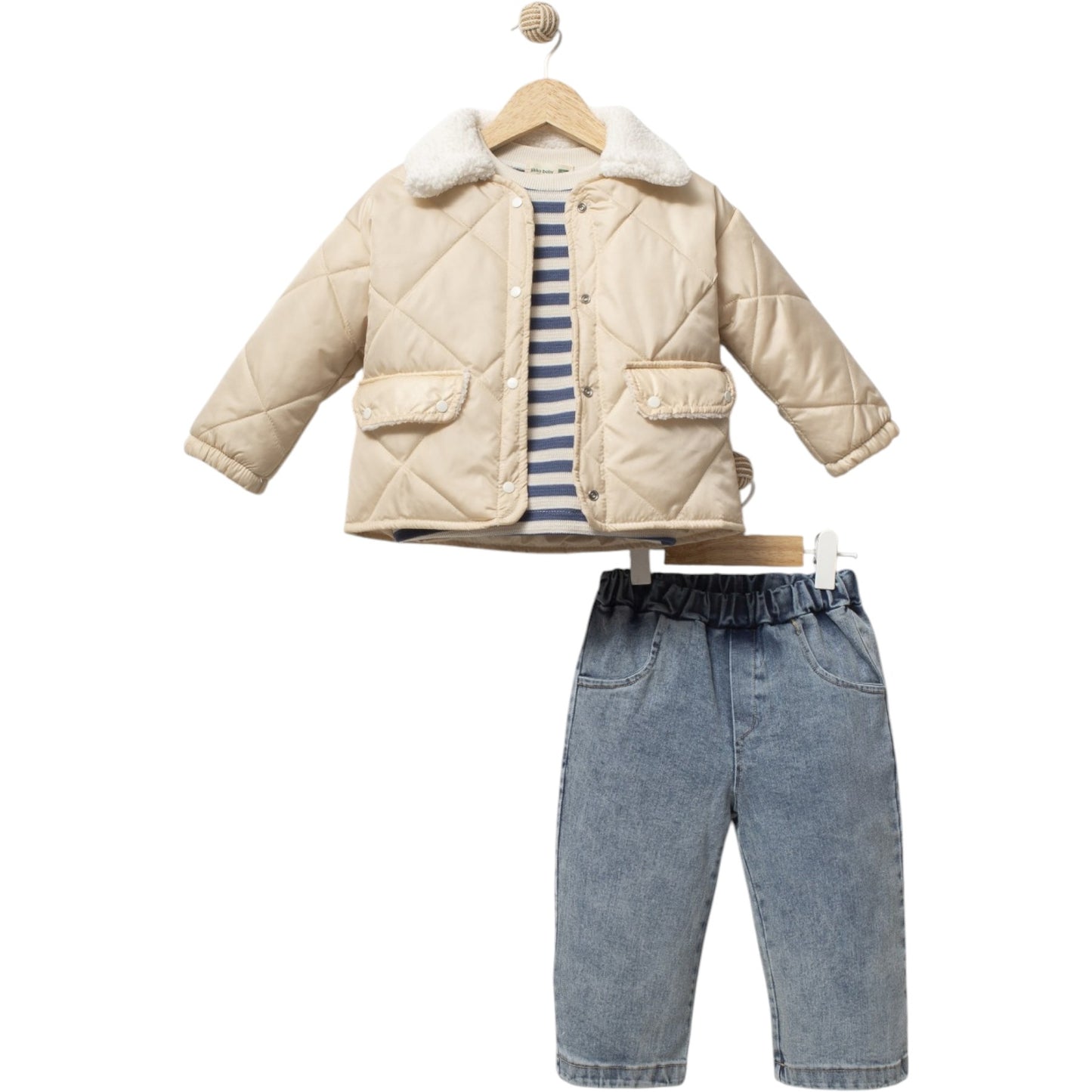 Jungen 3-teiliges Outfit – Jacke, Langarmshirt & Jeans
