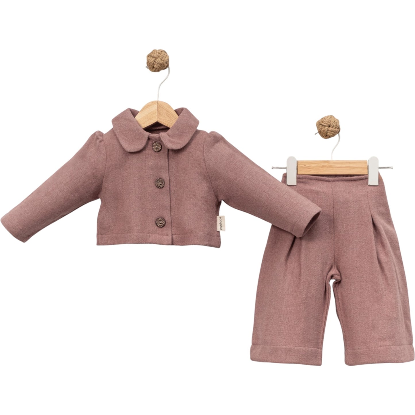 Baby Mädchen Zweiteiler – Elegantes Set mit Jacke & Hose in Altrosa