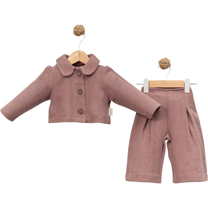 Baby Mädchen Zweiteiler – Elegantes Set mit Jacke & Hose in Altrosa