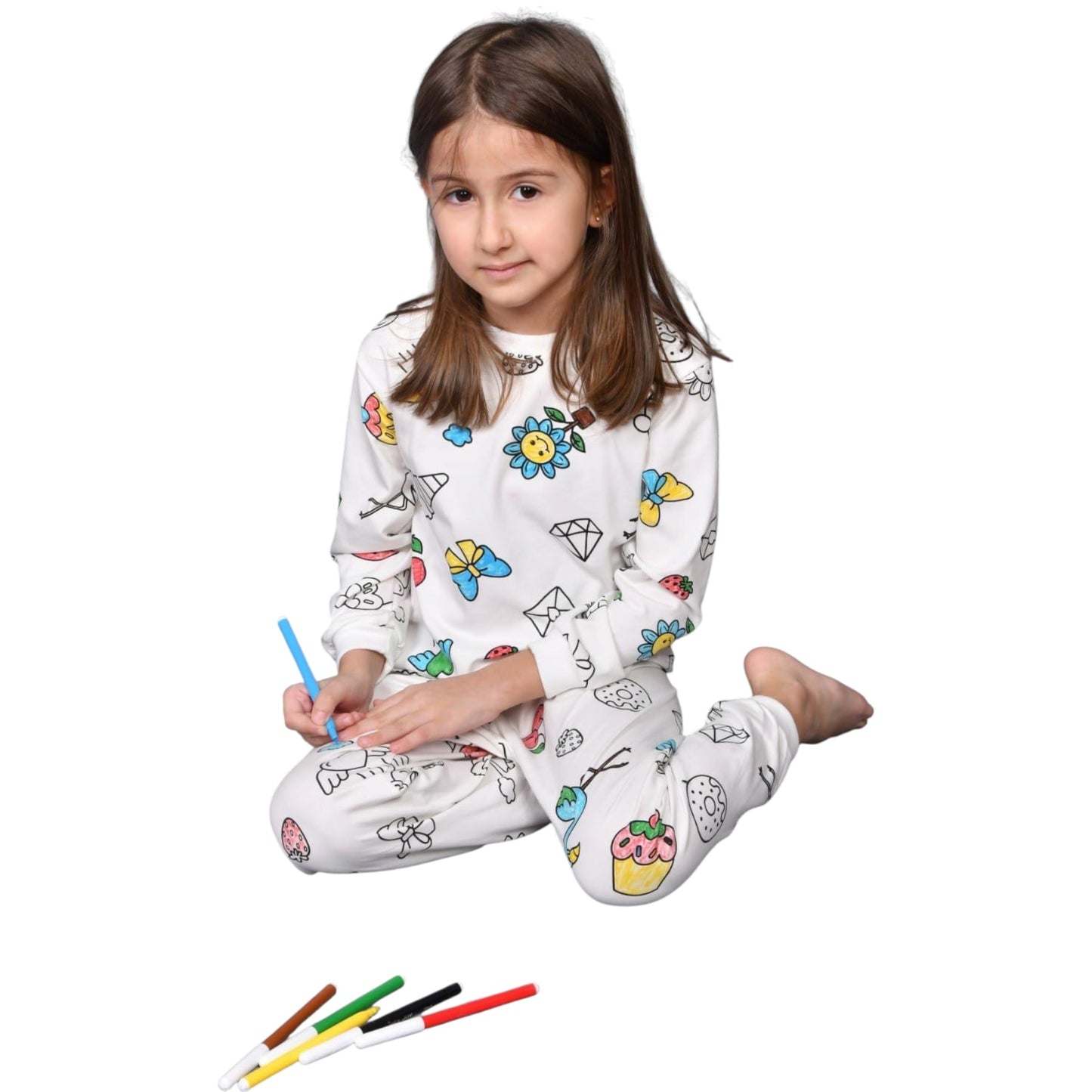 Mädchen Pyjama zum Ausmalen – kreativ & bequem 🎨🌙