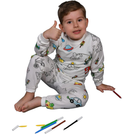 Jungen Pyjama zum Ausmalen – kreativ & bequem 🎨🌙
