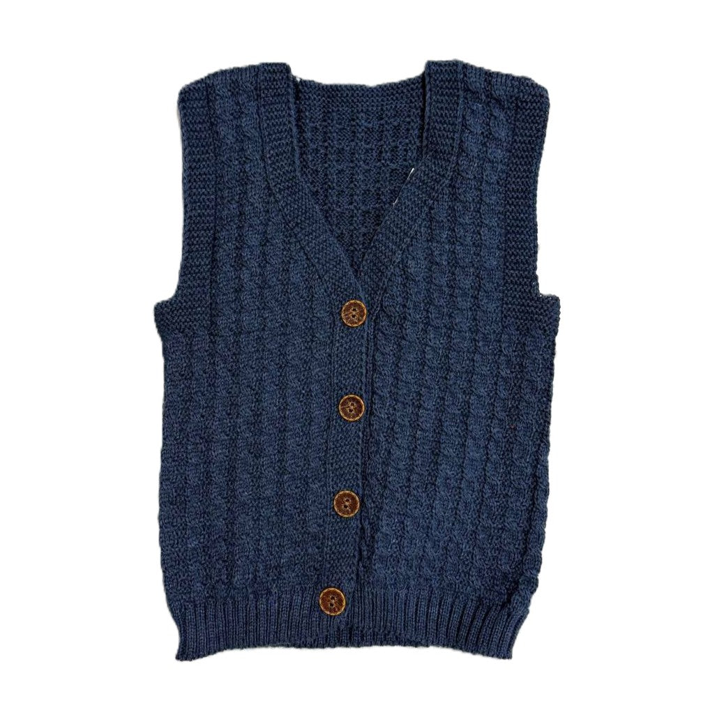Strickweste für Jungen – Dunkelblau mit Knöpfen | Klassische Kinderweste