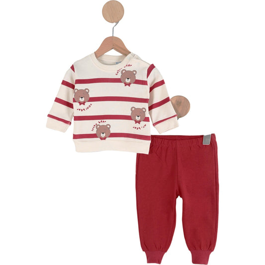 Zweiteiliges Outfit für Babyjungen in Bordeaux – süß & bequem 🐻