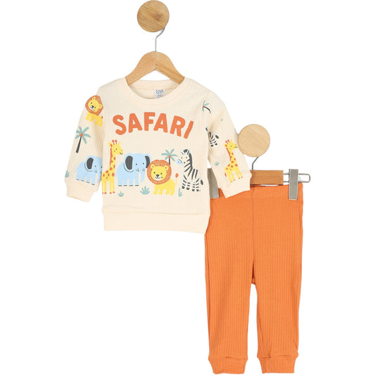 Zweiteiliges Safari-Outfit für Babys – 100% Baumwolle 🦒🦁