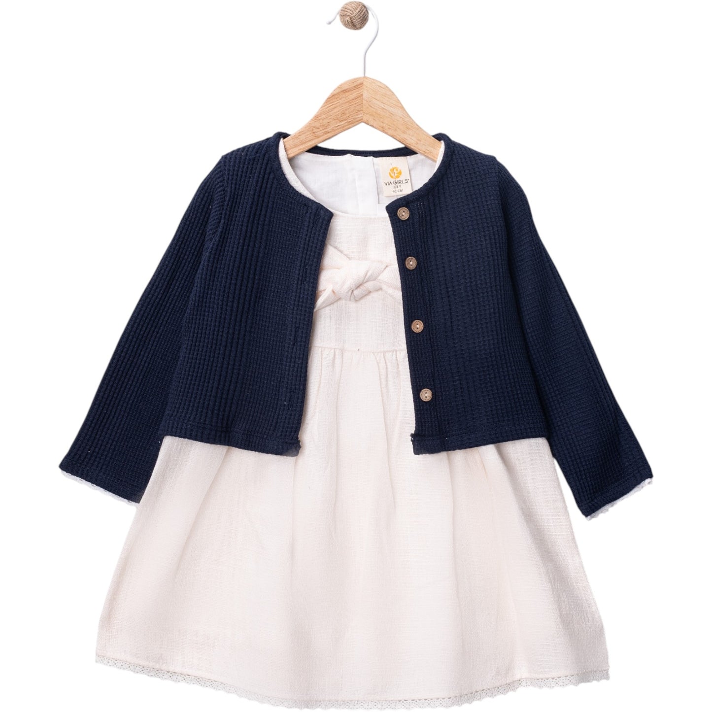 Mädchen Kleid mit passender Weste – 2-teiliges Outfit in zwei Farben