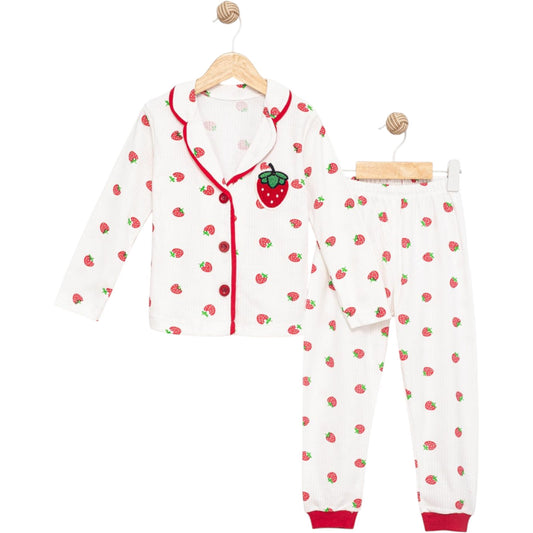 Mädchen Schlafanzug – süßes Erdbeerdesign 🍓✨ (1–3 Jahre)
