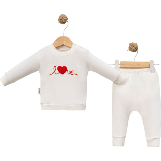 Zweiteiliges Baby-Outfit mit „Love“-Motiv – unisex, 100% Baumwolle