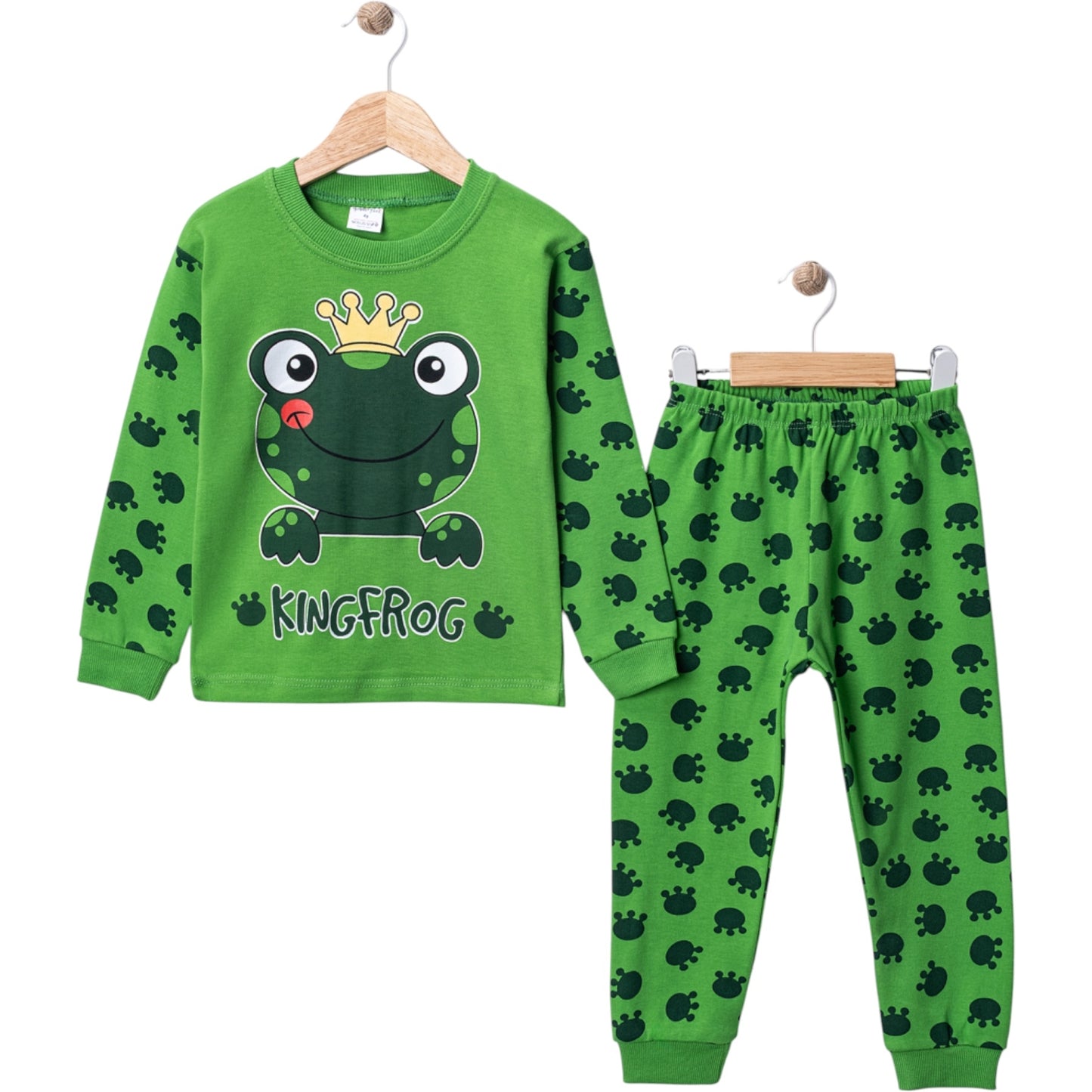 Zweiteiliger Jungen-Pyjama mit Frosch-Motiv – 100% Baumwolle & super bequem