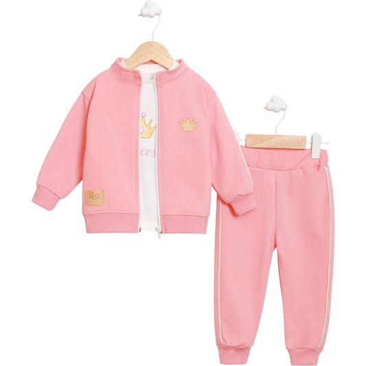 3-teiliges Baby-Mädchen Outfit – T-Shirt, Jacke & Hose „Princess“