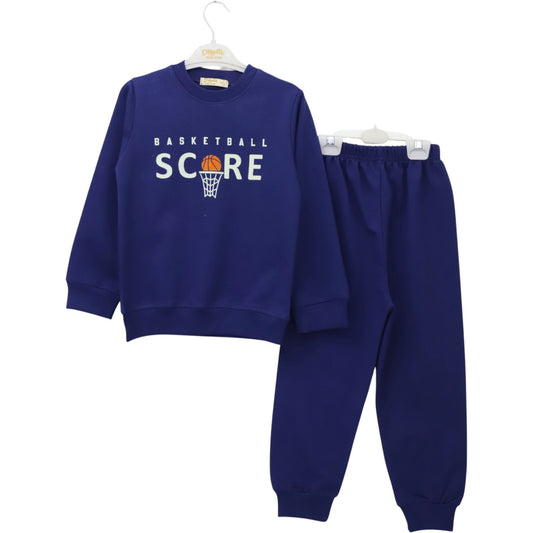 Zweiteiliges Jungen-Sportoutfit – Sweatshirt & Jogginghose mit Basketball-Motiv