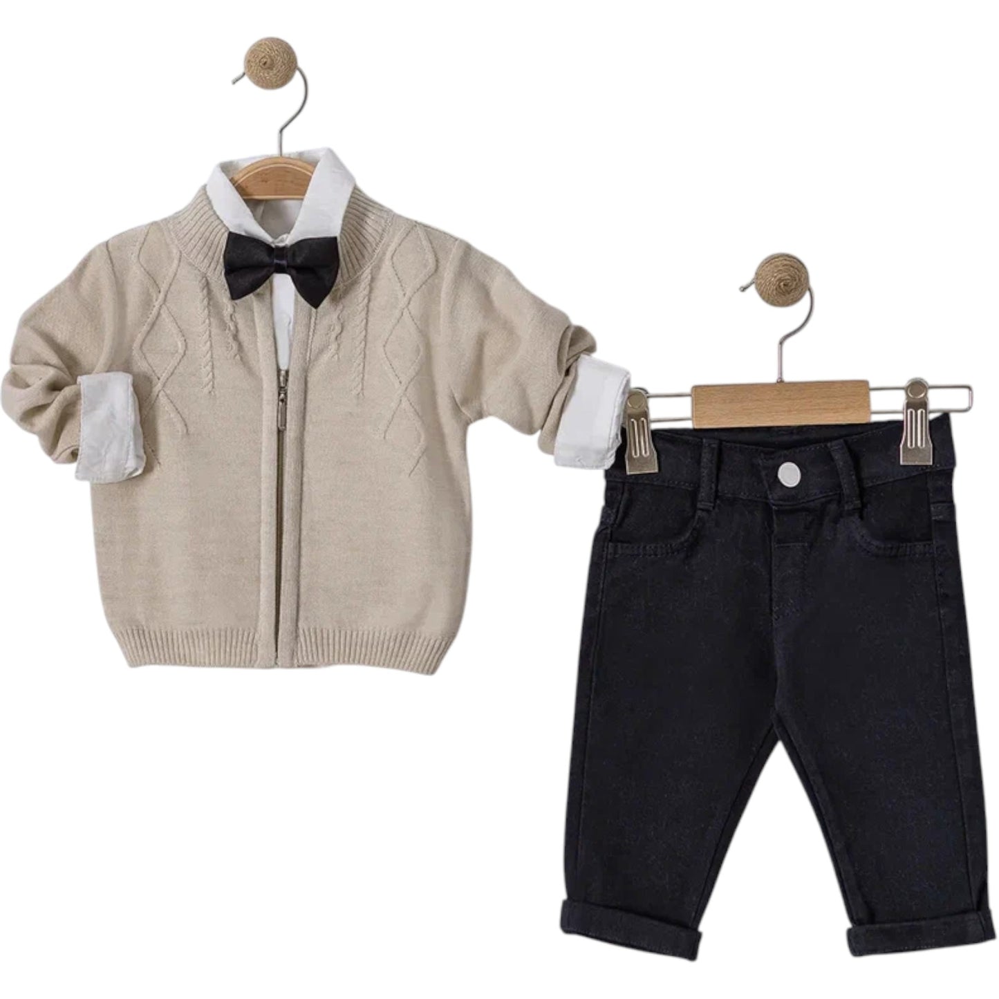 Baby Jungen 4-teiliges Outfit – Hemd, Weste, Hose & Fliege