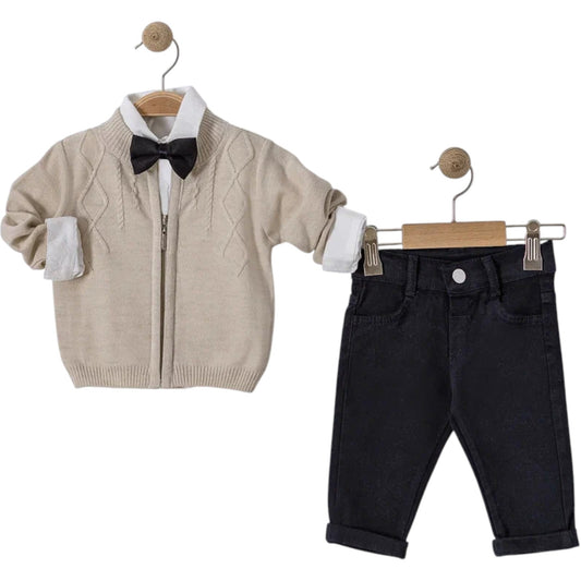 Baby Jungen 4-teiliges Outfit – Hemd, Weste, Hose & Fliege