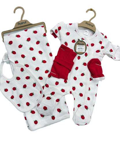 Erstlingsset für Babymädchen – 5-teilig & zuckersüß 🍓👶
