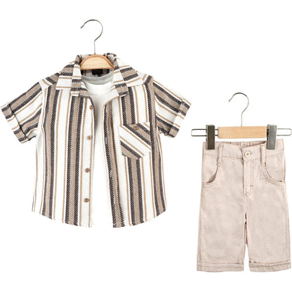 Outfit Set Baumwolle Streifen 3-teilig