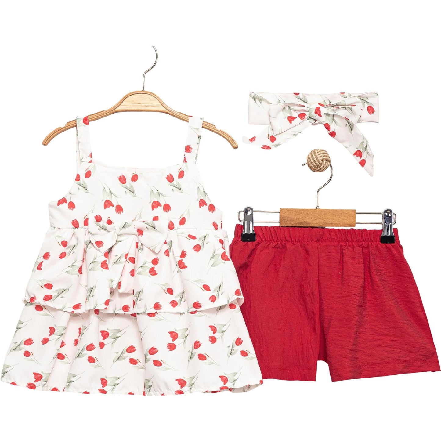3er Set Top Shorts Stirnband